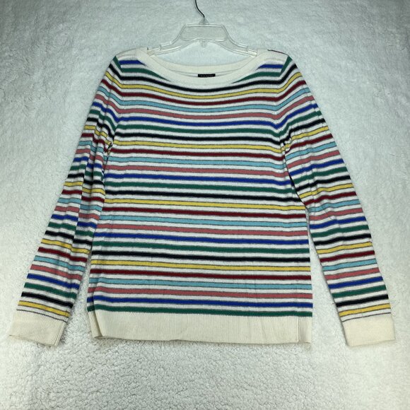 Talbots Sweater Womens Size M Medium Multicolor Stripe Lambswool Blend - Picture 1 of 6